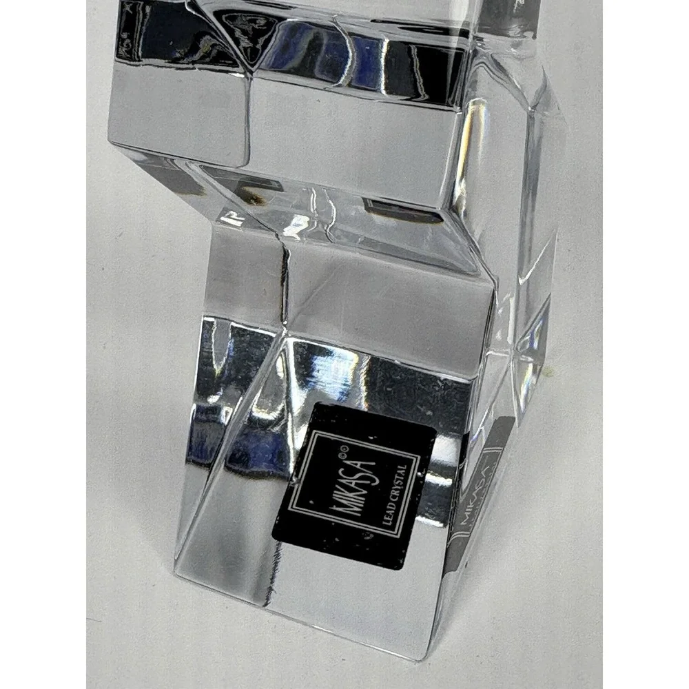 Pair Lead Crystal Mikasa Enigma Candleholders Zig Zag Abstract Elegant  Box 5